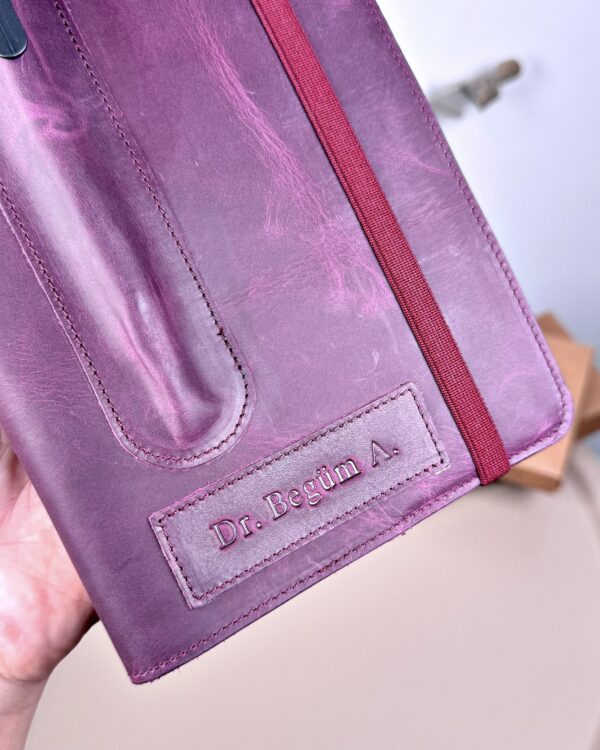 Hakiki Deri Ajanda - Kalem Yuvalı, İsme Özel,Mor | 2129