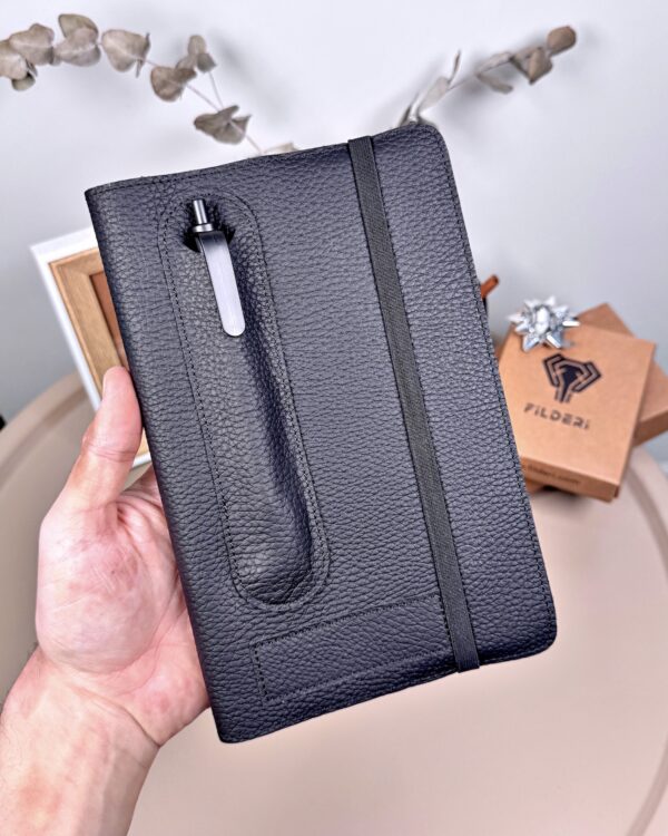 Hakiki Deri Ajanda - Kalem Yuvalı, İsme Özel, Siyah | 2129