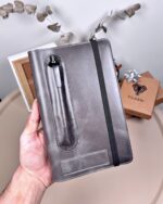 Hakiki Deri Ajanda - Kalem Yuvalı, İsme Özel, Gri | 2129