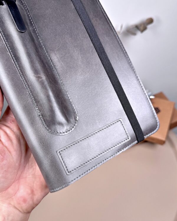 Hakiki Deri Ajanda - Kalem Yuvalı, İsme Özel, Gri | 2129