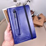 Hakiki Deri Ajanda - Kalem Yuvalı, İsme Özel, Lacivert | 2129