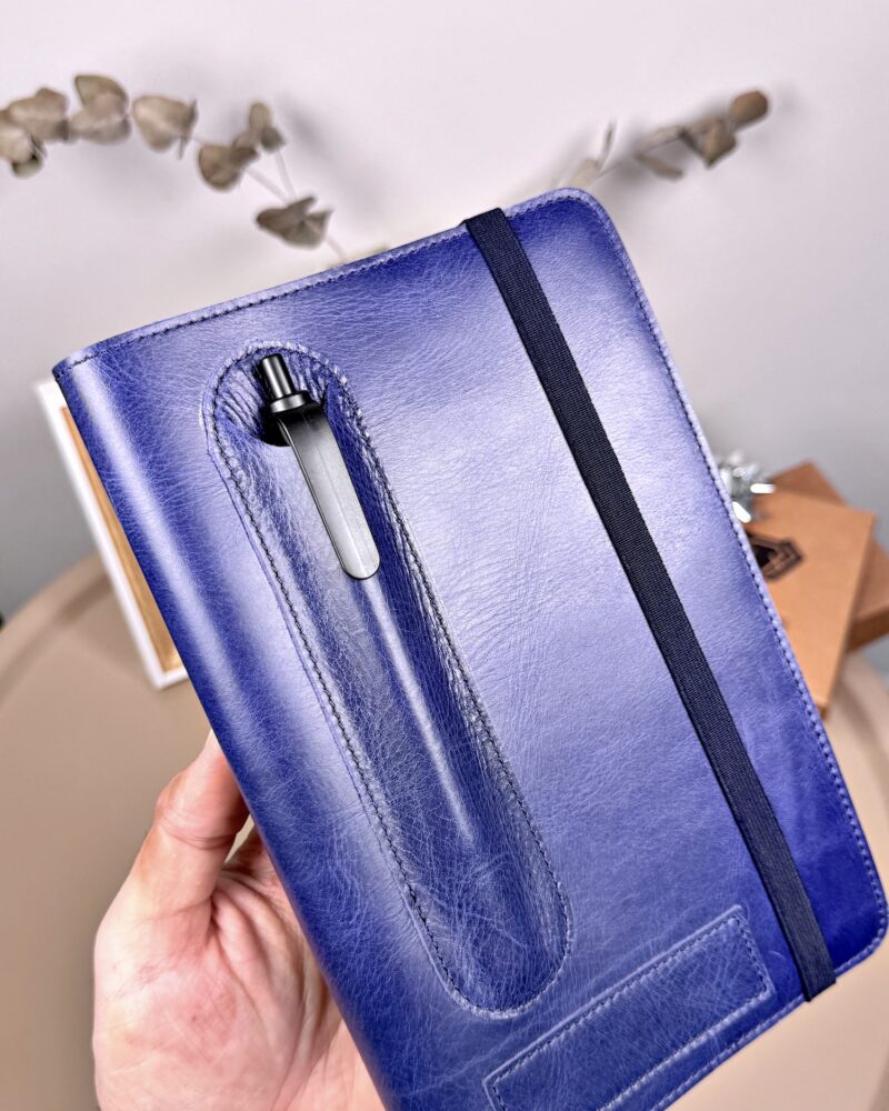 Hakiki Deri Ajanda - Kalem Yuvalı, İsme Özel, Lacivert | 2129