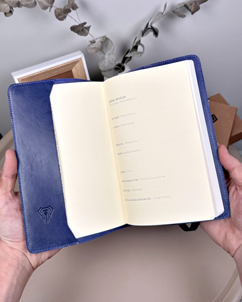 Hakiki Deri Ajanda - Kalem Yuvalı, İsme Özel, Lacivert | 2129