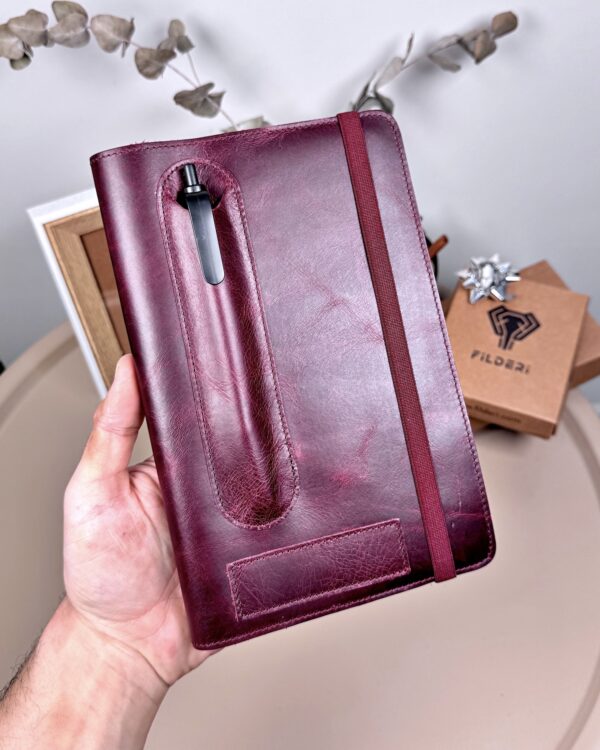 Hakiki Deri Ajanda - Kalem Yuvalı, İsme Özel, Bordo | 2129