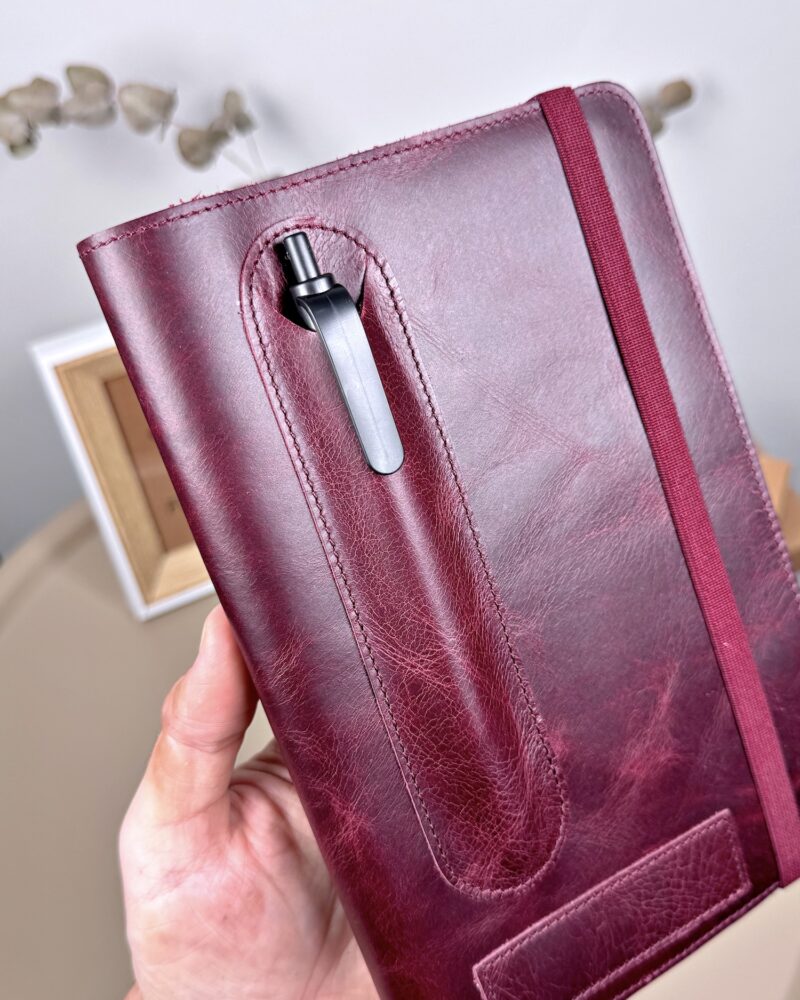 Hakiki Deri Ajanda - Kalem Yuvalı, İsme Özel, Bordo | 2129