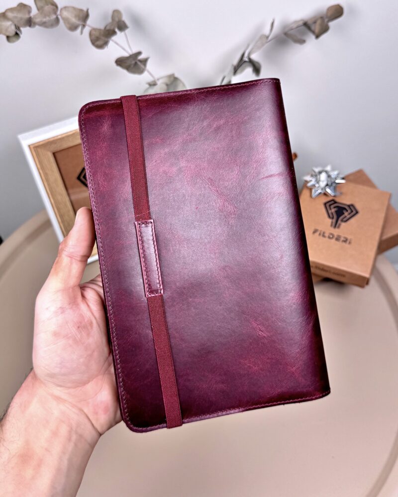 Hakiki Deri Ajanda - Kalem Yuvalı, İsme Özel, Bordo | 2129