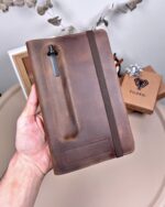 Hakiki Deri Ajanda - Kalem Yuvalı, İsme Özel, Kahve | 2129