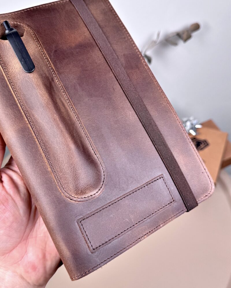 Hakiki Deri Ajanda - Kalem Yuvalı, İsme Özel, Kahve | 2129