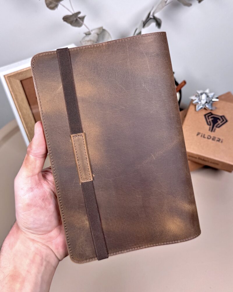 Hakiki Deri Ajanda - Kalem Yuvalı, İsme Özel, Kahve | 2129