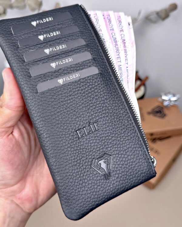 Hakiki Deri Uzun Kartlık – Fermuarlı, Siyah | 2127