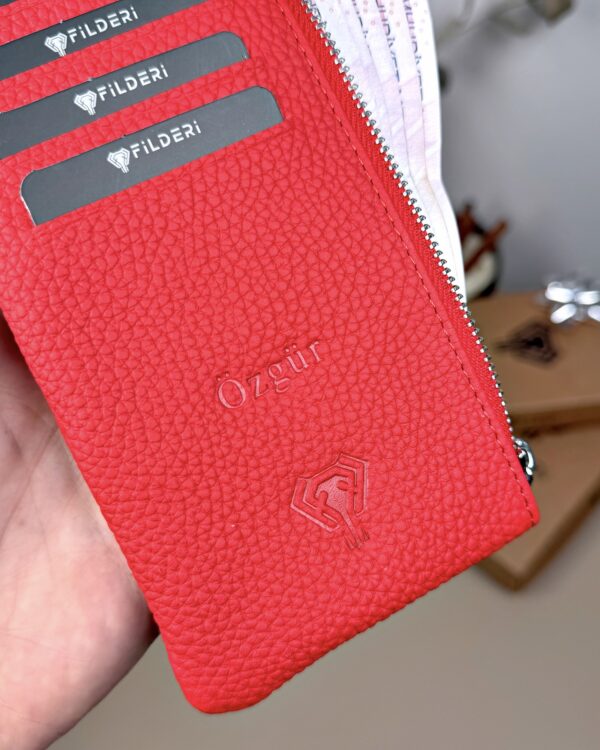 Hakiki Deri Uzun Kartlık – Fermuarlı, Kırmızı | 2127