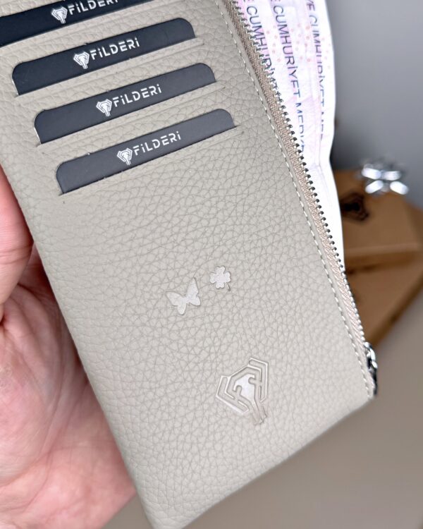 Hakiki Deri Uzun Kartlık – Fermuarlı, Vizon | 2127