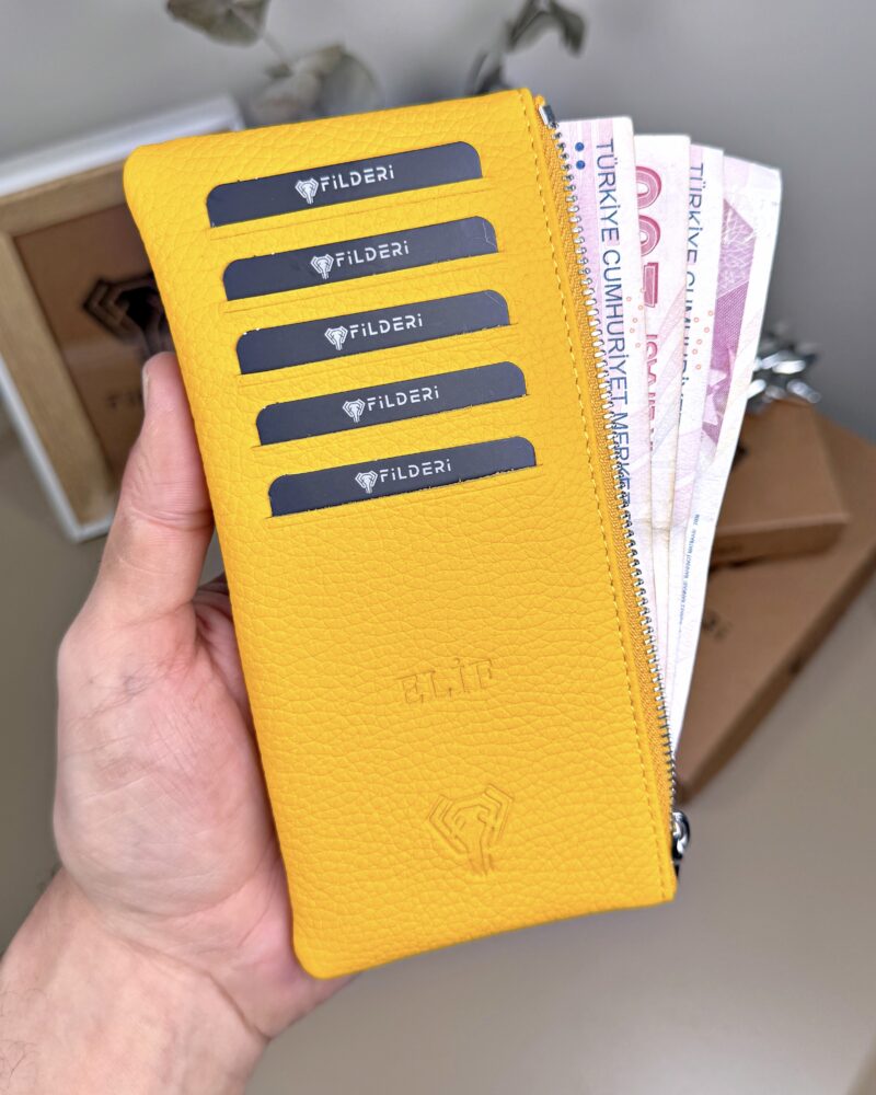 Hakiki Deri Uzun Kartlık – Fermuarlı, Sarı | 2127