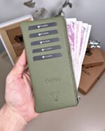 Hakiki Deri Uzun Kartlık – Fermuarlı, Yeşil | 2127