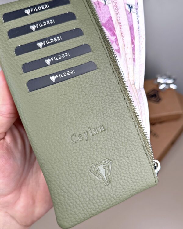 Hakiki Deri Uzun Kartlık – Fermuarlı, Yeşil | 2127