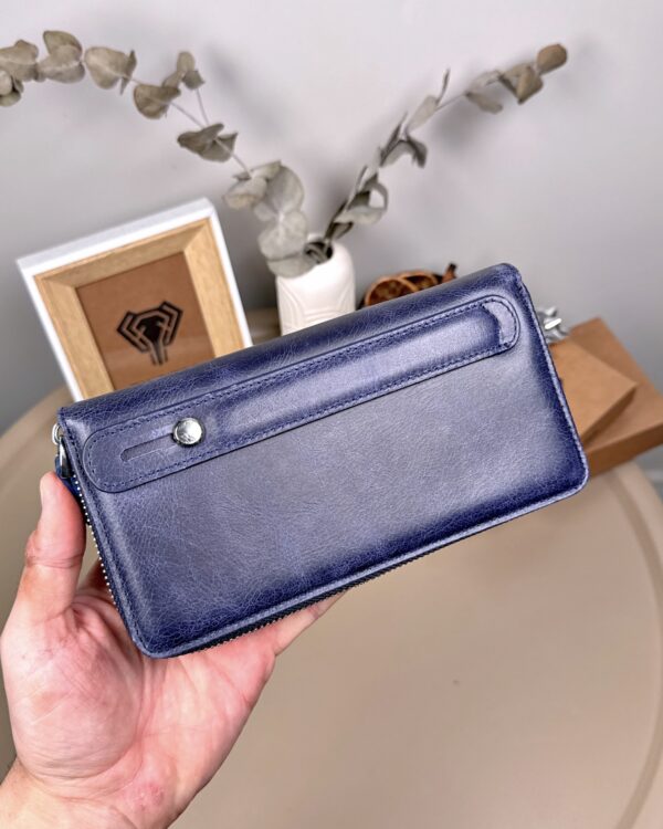 Çift Telefon Bölmeli Cüzdan – Lacivert Hakiki Deri | 2079