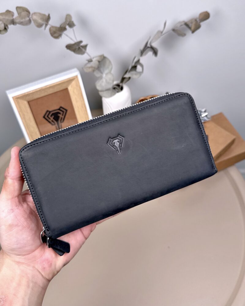 Created with RNI Films app. Profile 'None' Çift Telefon Bölmeli Cüzdan – Siyah Guti Hakiki Deri | 2079