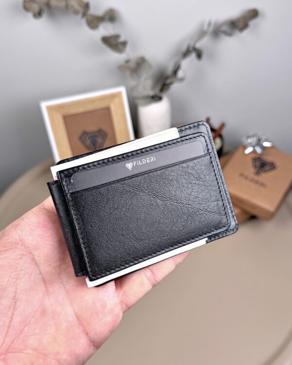 Mıknatıslı İnce Kartlık - Hakiki Deri Siyah Renk | 2132