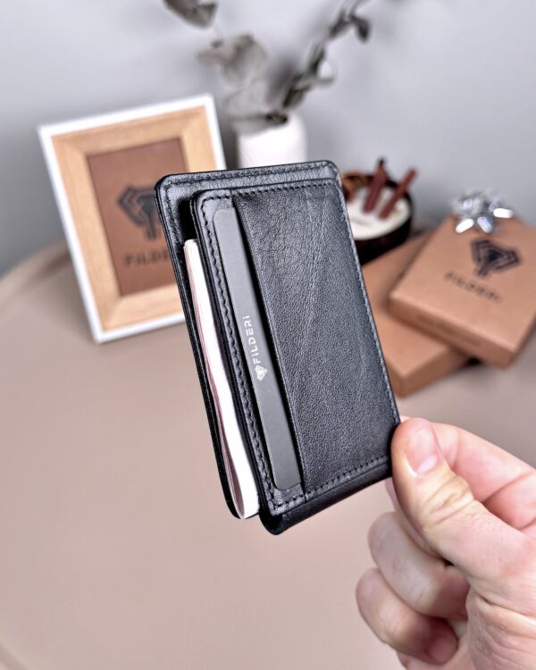 Mıknatıslı İnce Kartlık - Hakiki Deri Siyah Renk | 2132