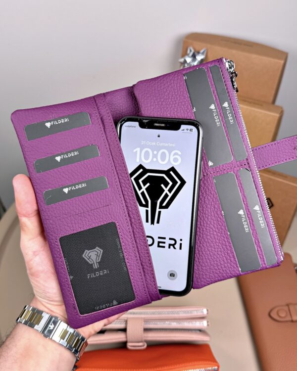 Kadın Cüzdan – Hakiki Deri, Fermuarlı & Mıknatıslı Mor | 2133