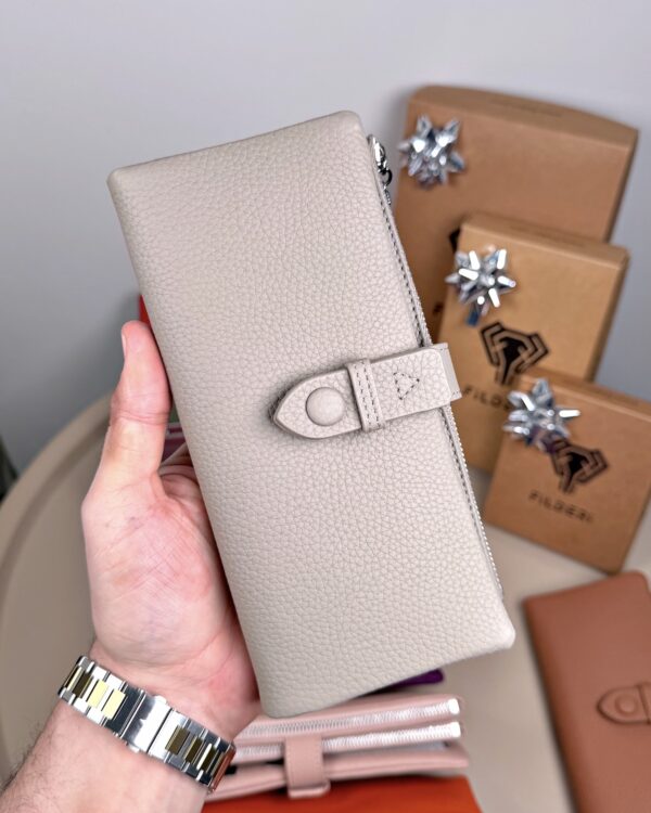 Kadın Cüzdan – Hakiki Deri, Fermuarlı & Mıknatıslı Vizon | 2133