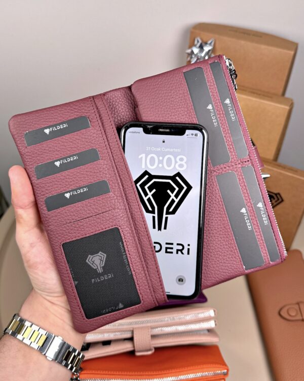 Kadın Cüzdan – Hakiki Deri, Fermuarlı & Mıknatıslı Bordo | 2133