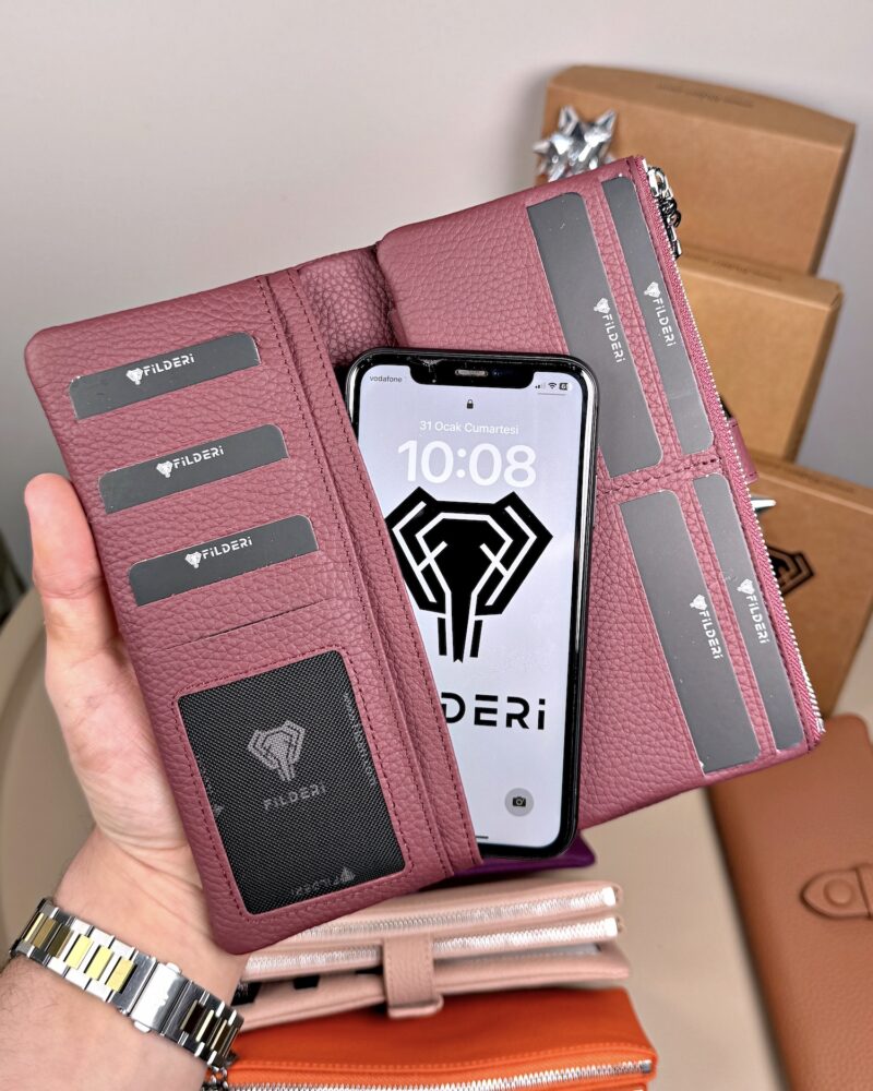 Kadın Cüzdan – Hakiki Deri, Fermuarlı & Mıknatıslı Bordo | 2133