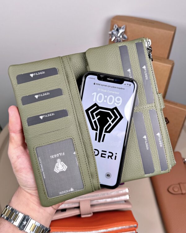 Kadın Cüzdan – Hakiki Deri, Fermuarlı & Mıknatıslı Yeşil | 2133