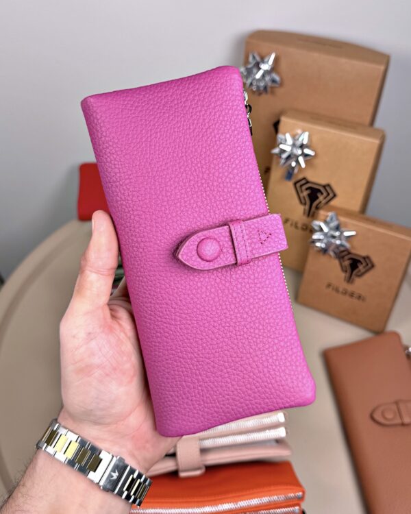 Kadın Cüzdan – Hakiki Deri, Fermuarlı & Mıknatıslı Fuşya | 2133