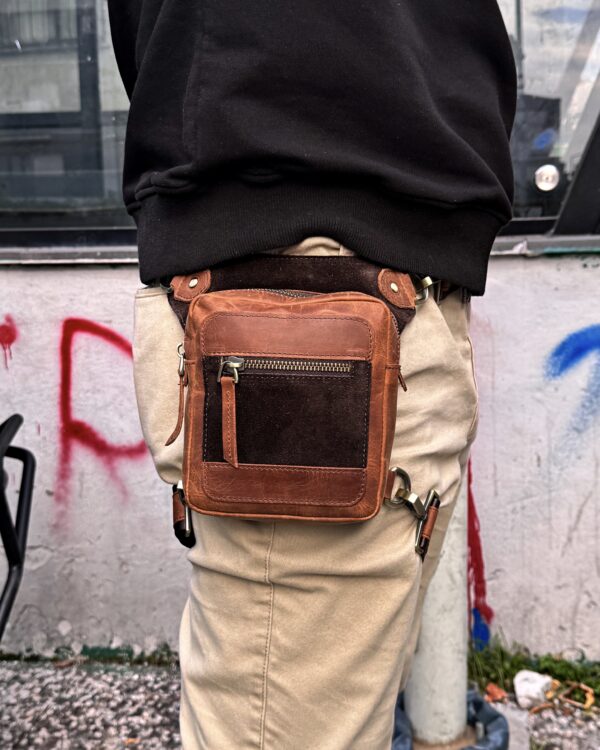 Hakiki Deri Motor Çantası – Fındık Renk | 2130