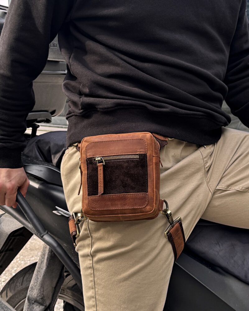 Hakiki Deri Motor Çantası – Fındık Renk | 2130