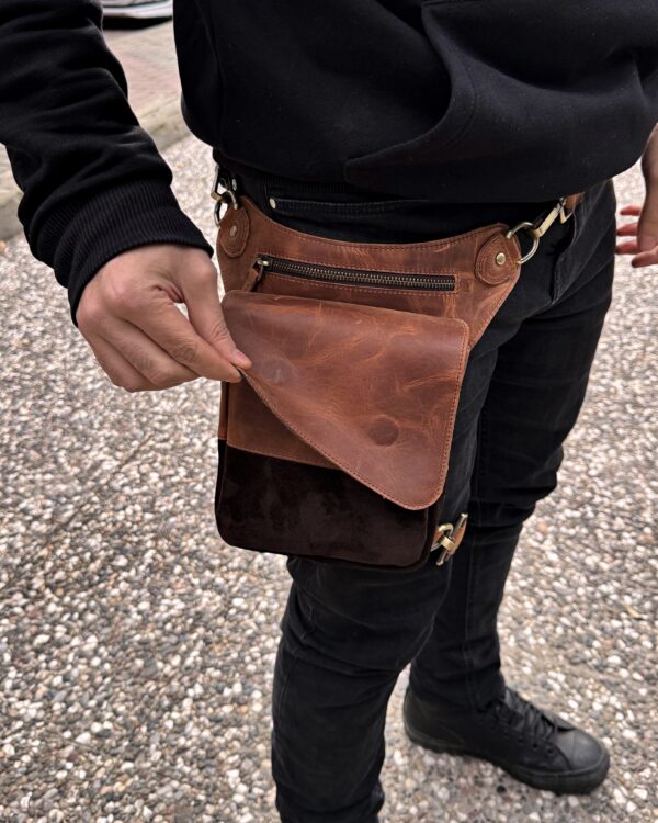 Hakiki Deri Bacak Bel Çantası – Fındık Renk | 2130