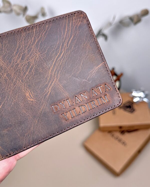 İsimli Erkek Cüzdan Hakiki Deri Kahve Renk 2016