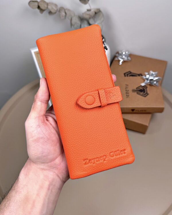 Kadın Cüzdan – Hakiki Deri, Fermuarlı & Mıknatıslı Turuncu | 2133