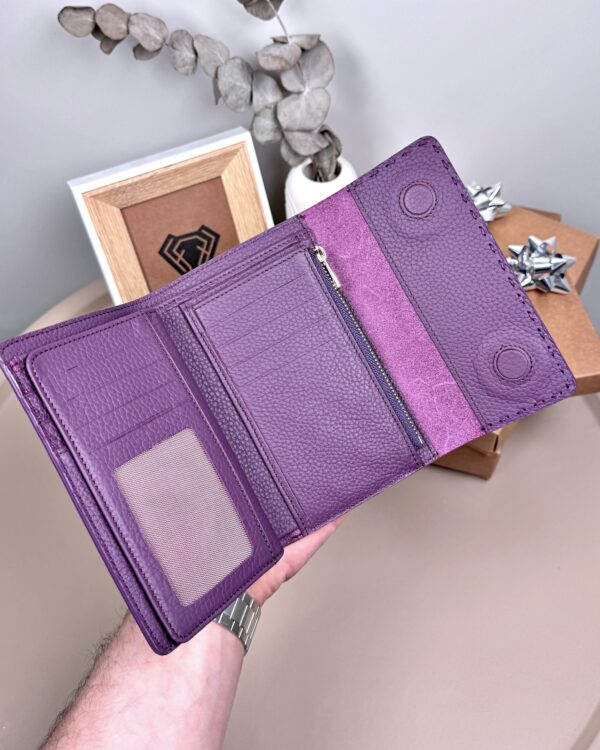 Kadın Cüzdan – Süs Dikişli Mor Guti Hakiki Deri | 2095