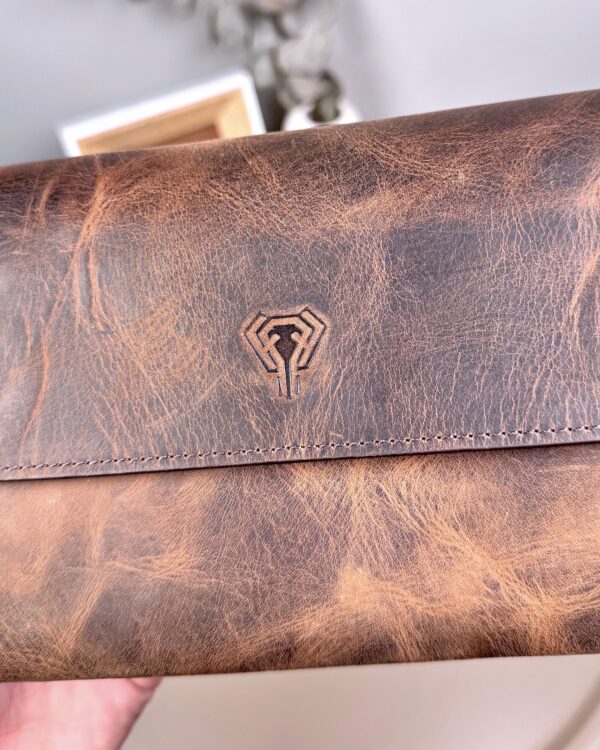 Erkek El Çantası – Hakiki Deri, Kahve Eskitme Deri | 2056