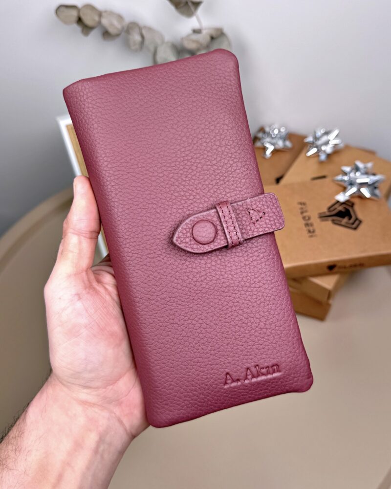 Kadın Cüzdan – Hakiki Deri, Fermuarlı & Mıknatıslı Bordo | 2133