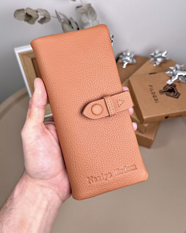 Kadın Cüzdan – Hakiki Deri, Fermuarlı & Mıknatıslı Taba | 2133