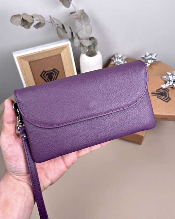 Kadın Hakiki Deri El Çantası – Çok Gözlü, Mor | 2135