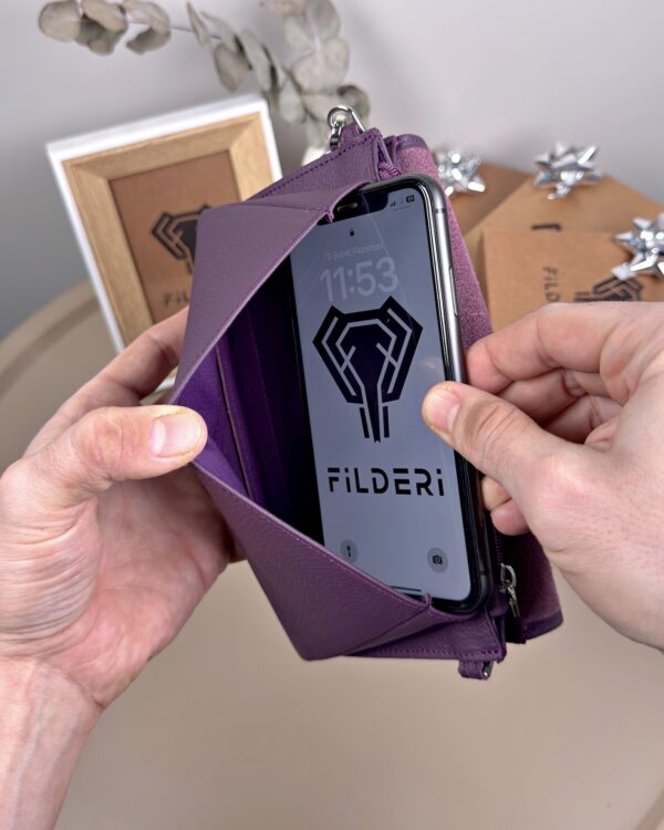 Kadın Hakiki Deri El Çantası – Çok Gözlü, Mor | 2135