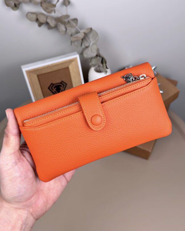 Telefon Bölmeli Cüzdan – Hakiki Deri, Kartlıklı, Turuncu | 2134