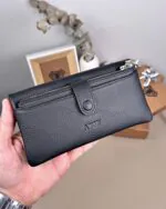 Telefon Bölmeli Cüzdan – Hakiki Deri, Kartlıklı, Siyah | 2134