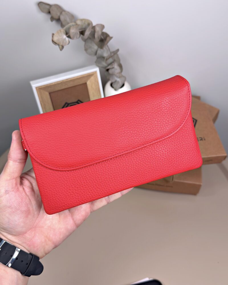 Kadın Hakiki Deri El Çantası – Çok Gözlü, Kırmızı | 2135