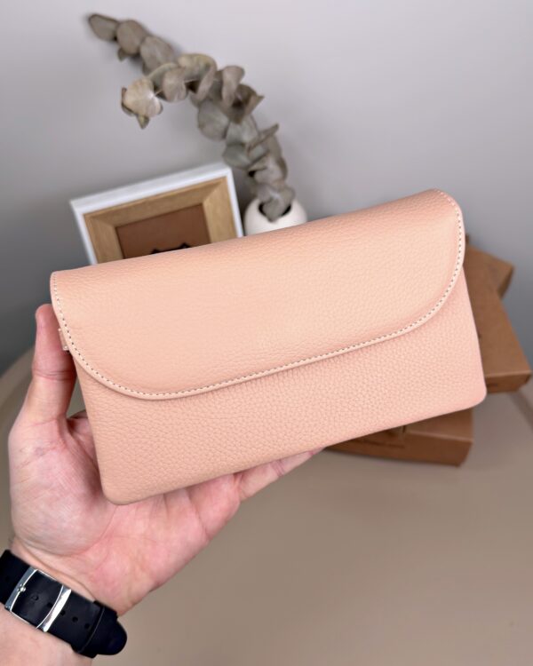 Kadın Hakiki Deri El Çantası – Çok Gözlü, Pudra | 2135