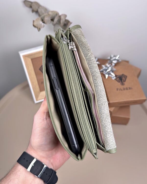 Kadın Hakiki Deri El Çantası – Çok Gözlü, Haki | 2135