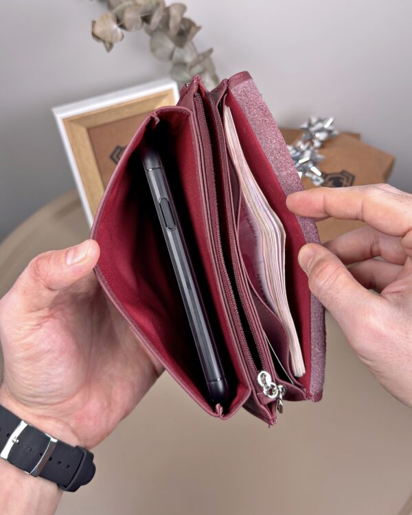 Kadın Hakiki Deri El Çantası – Çok Gözlü, Bordo | 2135