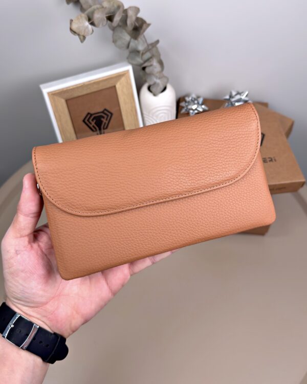 Kadın Hakiki Deri El Çantası – Çok Gözlü, Taba | 2135