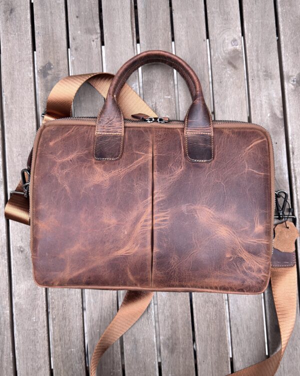 Deri Laptop Evrak Çantası – Hakiki Deri, 13 İnç, Fındık | 2136