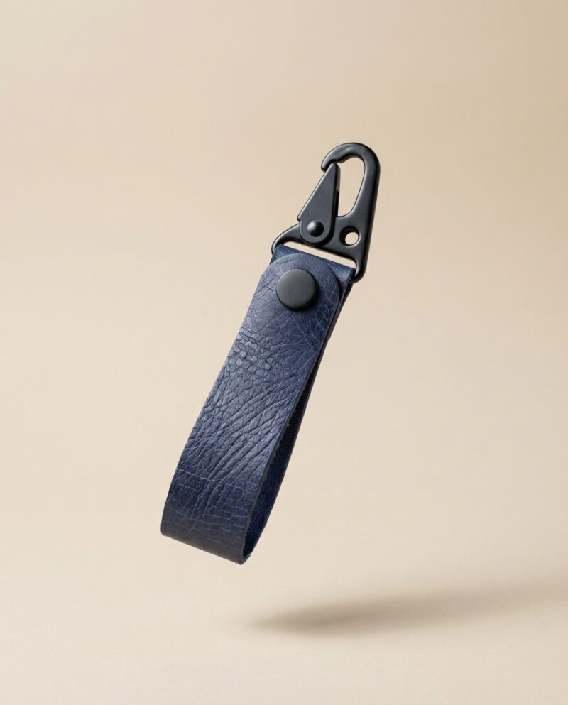 Hakiki Deri Anahtarlık Lacivert – Karabina Klipsli