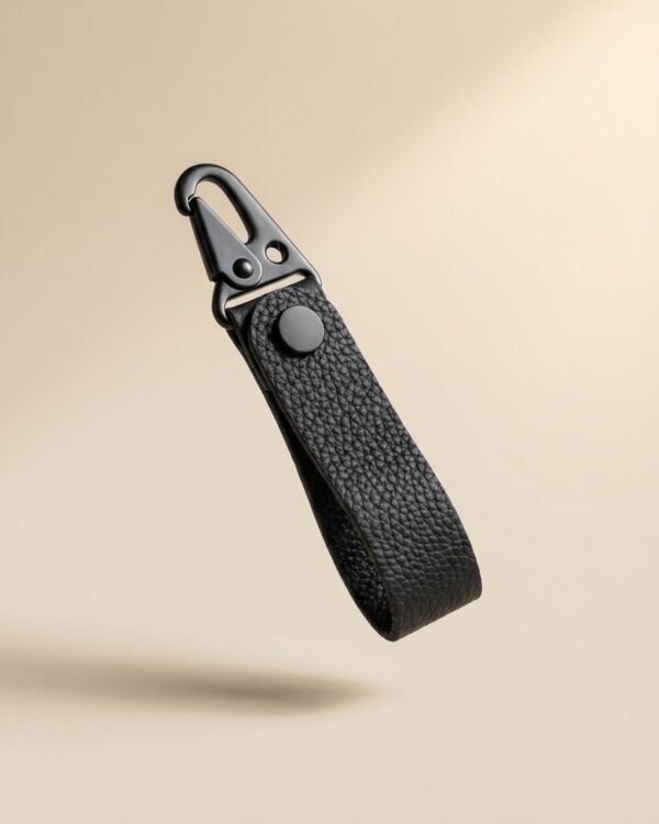 Hakiki Deri Anahtarlık Siyah – Karabina Klipsli